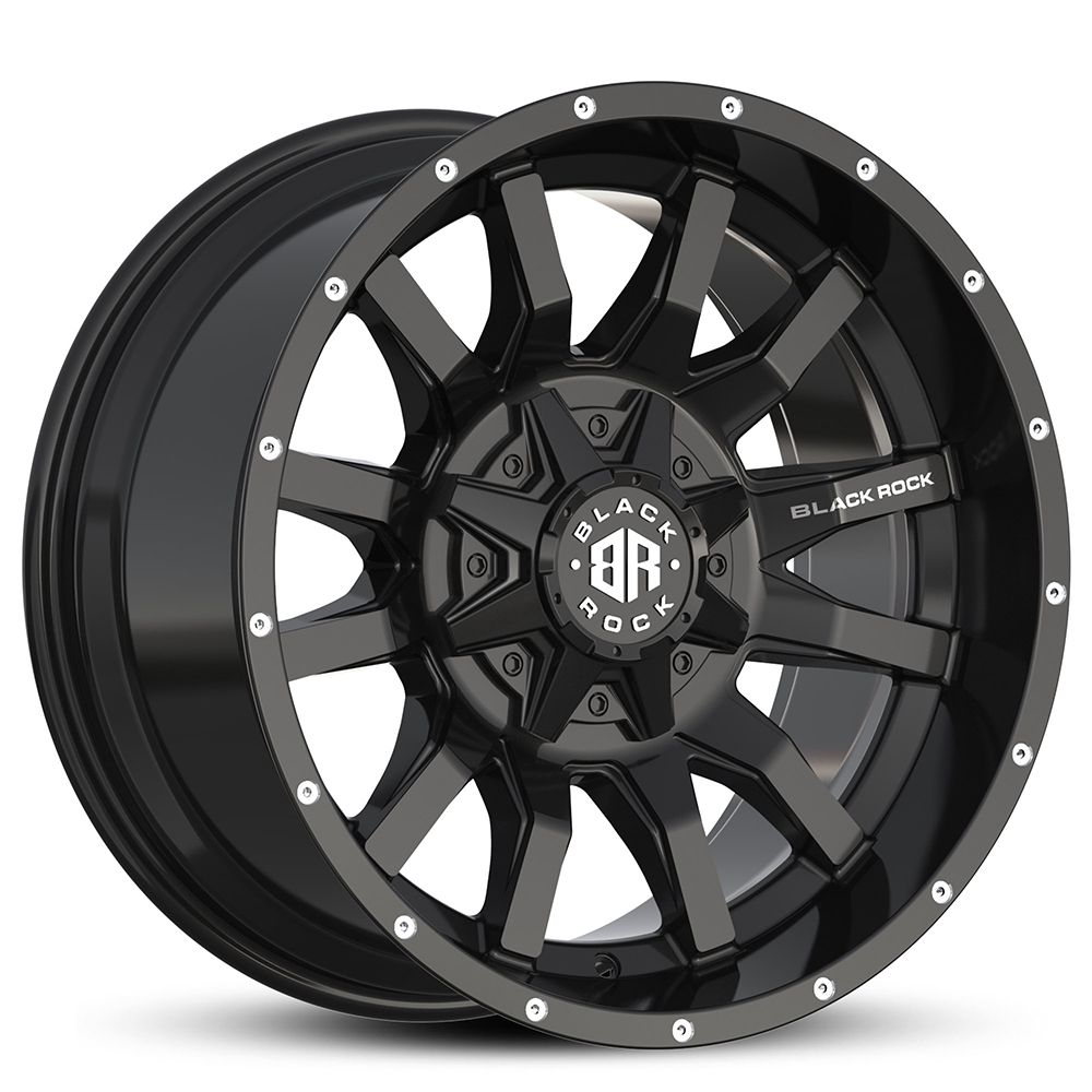 BLACK ROCK PREDATOR SATIN BLACK 20X10 - Tyreforce